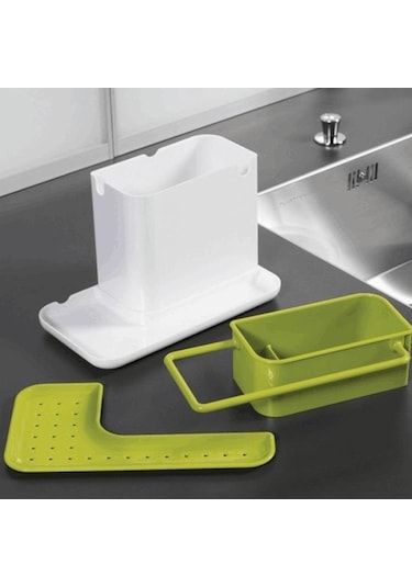 Pazly Sıyah Muftak Plastık Depo Raftı Drenaj Havlu Askısı Sünger Topu Tezgah Düzenleyıcı 21x11x13.5cm Siyah