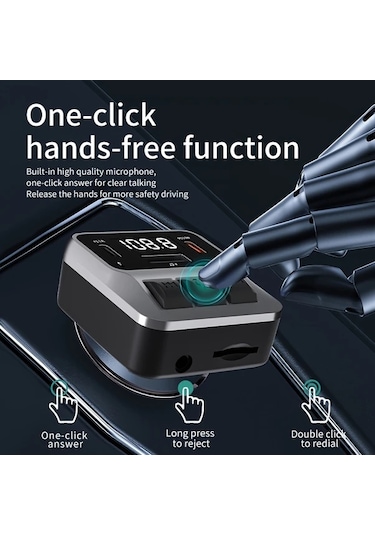 Honeybeeshop 2025 Yeni Araba Kablosuz 5 3 Fm Verici Koyu Kahverengi Hizli Sarj Pil Olmadan Araba Tak