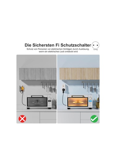 Xurunkeji 2'li Paket 16a Gfci Kaçak Korumalı Fiş Rcd Priz Ev Sigortası Kesme Anahtarı Kişisel Koruma Fişi Ab Fişi