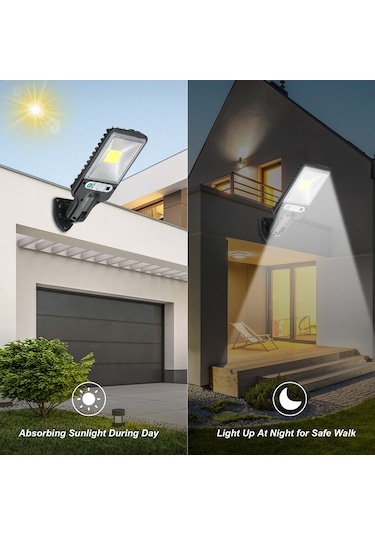 Monyee 30cob Güneş Enerjili Duvar Lambası - Işık Kontrolü, 3 Aydınlatma Modu, Ip44 Su Geçirmez, 1200mah Pil - 616c Modeli