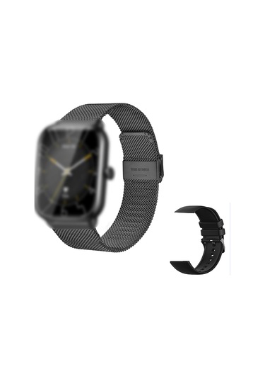 Teltree 1.9 İnç Renkli Dokunmatik Ekranlı Akıllı Saat, Bluetooth Arama, Ip67 Su Geçirmez, Çoklu Spor Modu, Android/ios Uyumlu, Siyah Milan Ve Silikon Kordon