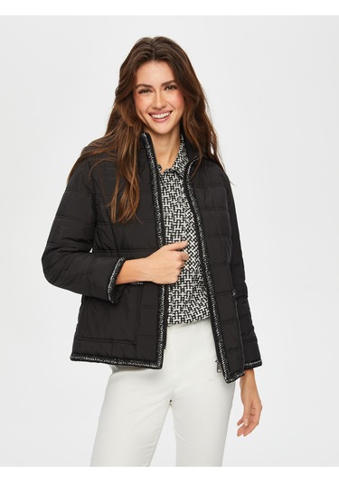 Simli Şerit Detaylı Kapitone Mont 002 Us25kmt00210 Siyah