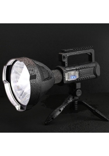 Wondernest W590 P50 10w Led El Feneri, 4 Modlu Dış Mekan Feneri, Tripodlu Siyah Dünya Aydınlatma Siyah