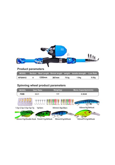 Neevoyu Taşınabilir Deniz Olta Seti - 4 Parçalı Çubuk, Makara, 40m Misina Ve Aksesuarlar Mavi