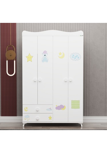 Garaj Home Yıldız 4 Kapaklı 2 Çekmeceli Dolap - Uykucu