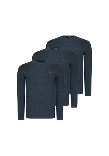 Üçlü Set T8588 Dewberry Yuvarlak Yaka Erkek Sweatshırt-antrasit-antrasit-antrasit Antrasit-antrasit-antrasit