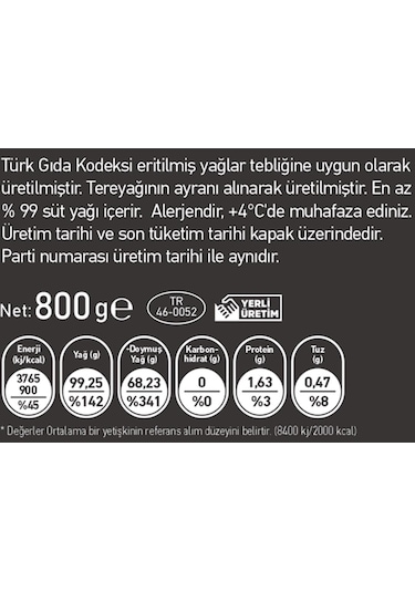 Sade Yağ 800 Gr