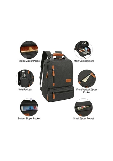 Novahub 3 Parçalı Laptop Çantası Seti - Seyahat, Okul Ve İş İçin Şık Ve Fonksiyonel Gri, Çanta Kombinasyonu Gri