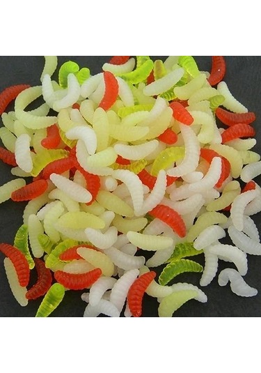 Valkyrie 200 Adet 2,4cm Yumuşak Silikon Kurtçuk Olta Balık Yemi - 4 Farklı Renk - Fosforlu