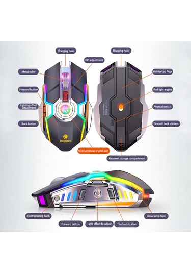 G80 Kablosuz Oyun Faresi Şarj Edilebilir Sessiz Oyun Faresi