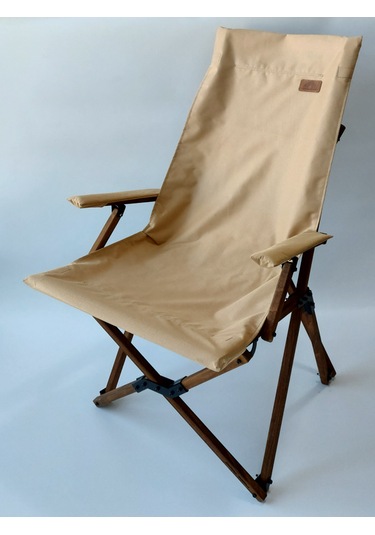 Joyfull Turtle Ahşap - Kollu Katlanır Sandalye -camel Kılıf-çanta Camel