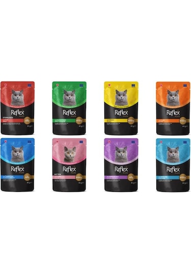 Reflex Plus Pouch Kedi Yaş Mama Çeşitleri 85 Gr X 8 Adet