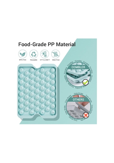 Hangfox Pratik 2 Katlı Buz Küpü Kalıbı Seti - Kapaklı Ve Saklama Kutusu İle Mavi