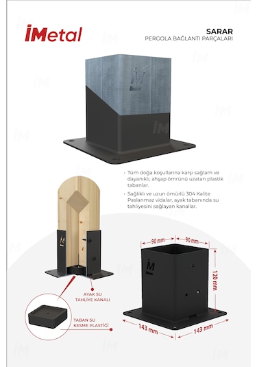 Sarar Duvardan Tek Bölümlü Pergola Seti Ahşaplar Ve Tente Dahil