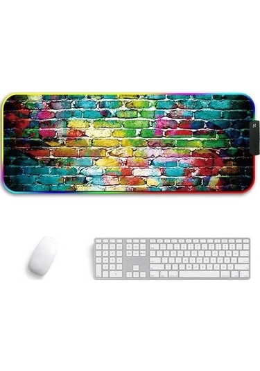 Ebitda 260x390x4mm F-01 Kauçuk Rgb Işıklı Mouse Pad - Renkli Tuğla Modu Renkli Tuğla