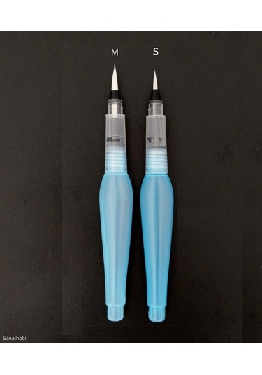 Fırça Uçlu, Brush Pen, Sulu Boya, Su Ve Mürekkep Hazneli, Boyama Kalem Mavi-m-s Beden