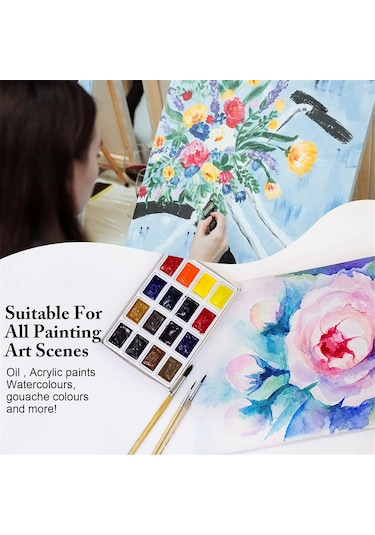 32 Akrilik Fırça, Yelpaze Fırçalar, İnce Detay Fırçaları