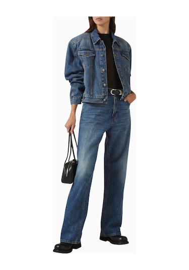 Haikure Renee Boxy Denim Ceket, Oversize Modern Kadın Jean Ceket Mavi