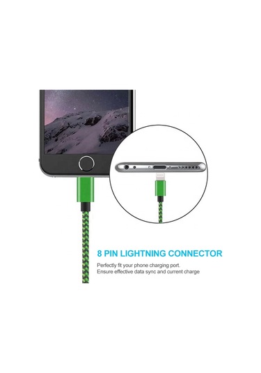 2m Dokuma Stil 8 Pin - Usb Sync Veri / Şarj Kablosu Gümüş