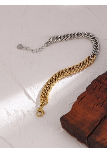 Eetit 316l Paslanmaz Çelik Zincir Yaka Bileklik Kadın Altın - Gümüş