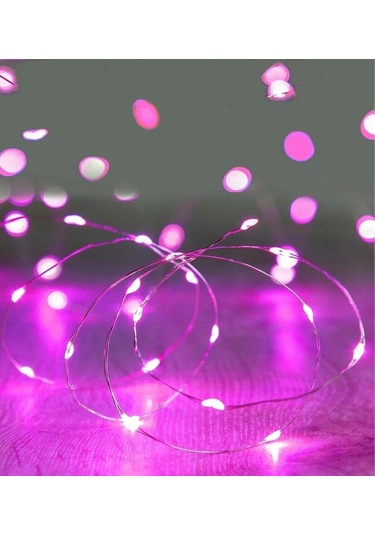 Ev Balkon Ve Parti İçin 10 Metre Pilli Pembe Renk Peri Led Yılbaşı Süsü Işık Pembe