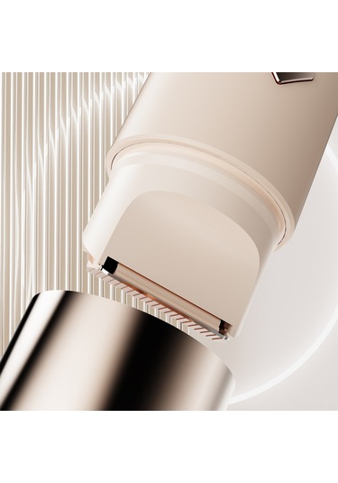 Vkemall Bayan İki Fonksiyonlu Epilasyon Aleti - 3d Kayar Bıçak İnce Tüy + Testere Dişli Bıçak Uzun Tüy - Ipx6 Su Geçirmez - Type-c Şarjlı 300mah Pil - Bej Çok Renkli