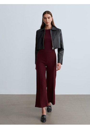 Dilvin 71941 Beli Lastikli Geniş Paça Eşofman-bordo Bordo