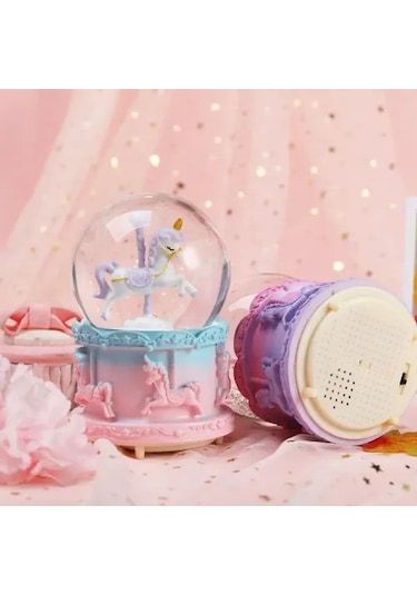 Dodes Orta Boy Işıklı Unicorn Kar Küresi