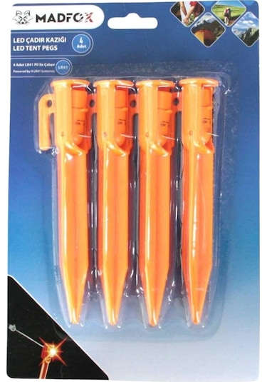 Çadır Kazığı - Madfox Led Işıklı - 4 Parça - 15 Cm - 602099 Çok Renkli