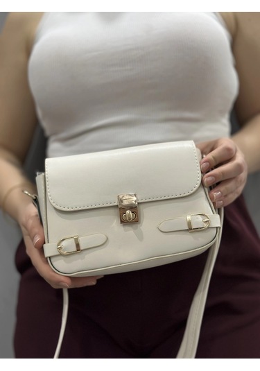 Biçomi Zerej Kemerli Krem Cilt Çanta Krem