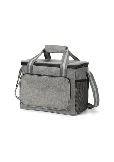Cbtx 15l Taşınabilir Seyahat Öğle Yemeği Çantası Piknik Termal Yalıtımlı Soğutucu Tote Su Geçirmez Oxford Kumaş Omuz Çantası - Gri