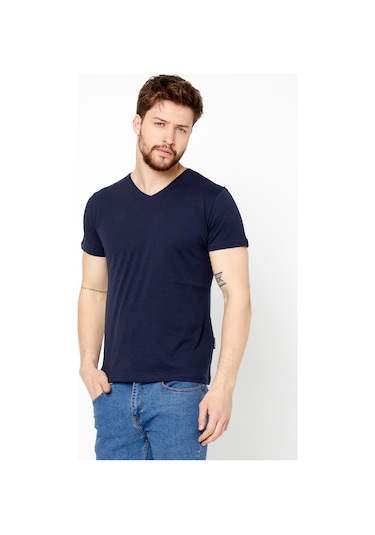 Erkek Çok Renkli T- Shirt Regular Fit Rahat Kesim V Yaka 5'li Basic Tişört Paketi