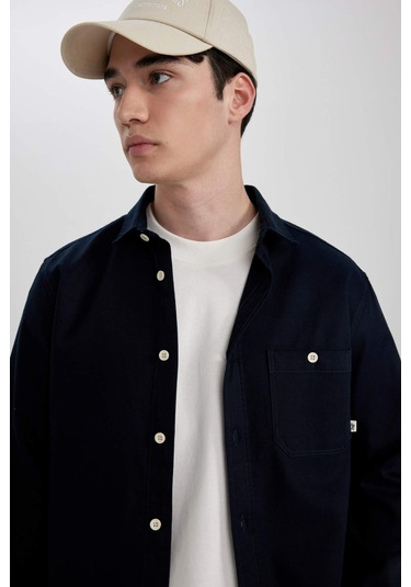 DeFacto Regular Fit Tensel Basic Düz Uzun Kollu Gömlek B3670AX24SPNV239