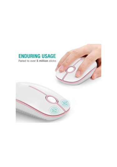 Usb Alıcılı 2.4g Kablosuz Fare Beyaz+pembe , 1600 Dpı, Wi