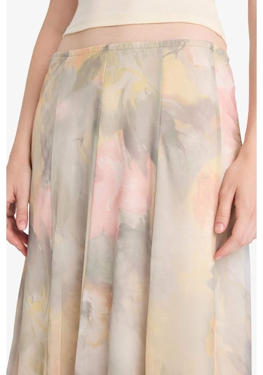 Defacto Coool A Kesim Floral Normal Bel Tül Maxi Etek F7108ax25augn1264 Yeşil