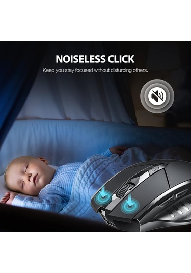 Kablosuz Fare Sessiz Şarj Edilebilir Kablosuz Bluetooth Fare Siyah Diğer