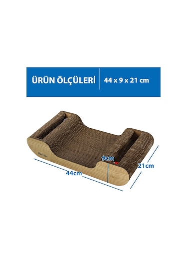 Herniks Doğal Kedi Otlu ve Zilli Toplu Kedi Tırmalama Kartonu Hr2022 44 CM