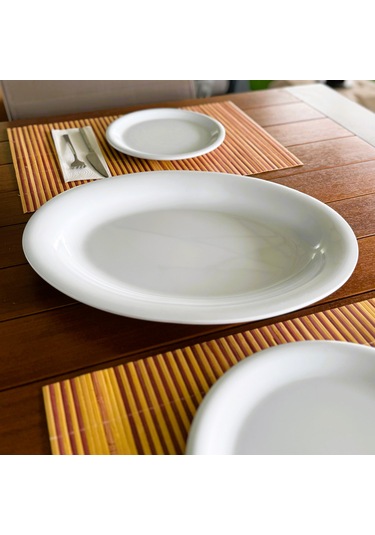 Alezy 630 Göreme Melamin Termostar Arya Kayık Tabak 39,5 Cm Beyaz