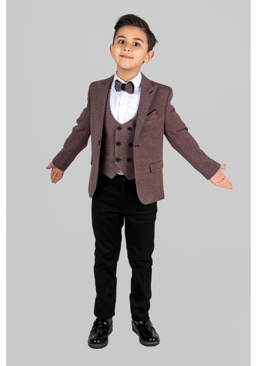 Mendil Damatlık Ceketli Yelekli Erkek Çocuk Takım MNK0487