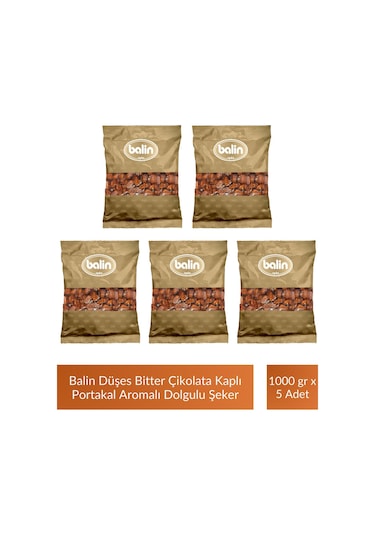 Balin Düşes Çikolata Kaplı Portakal Aromalı Sert Şeker 1000 Gr X 5 Adet
