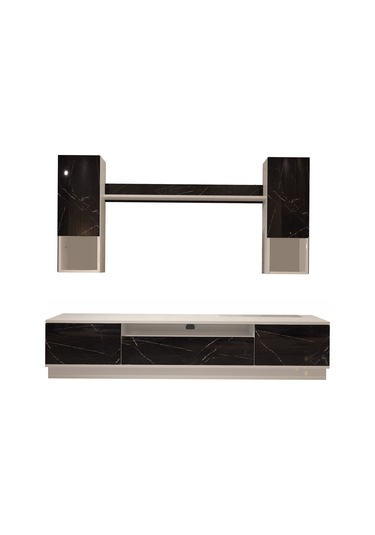 Decoraktiv Trio 5das Mdf Tv Ünitesi Tv Sehpası Beyaz - Siyah Mermer