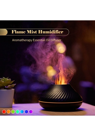Novahub Renkli Led Alevli Nemlendirici Ve Esans Yağı Difüzörü, Romantik Hava Yumuşatıcı