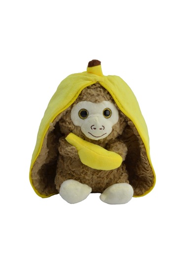 Peluş Maymun Hem Muz Hem Maymun 30 Cm Sarı