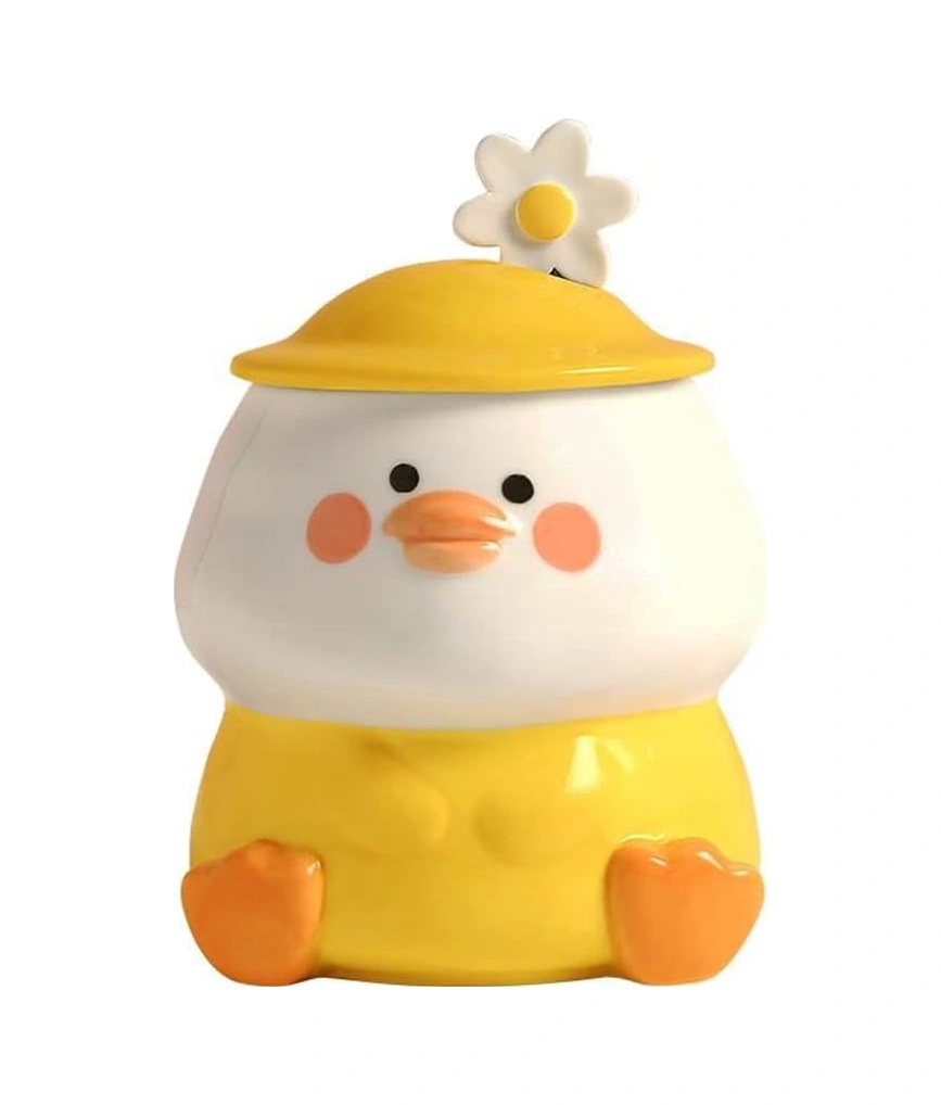 Komik Sarı Ördek Kupa, Sevimli 3d Kupa, Kaşıklı Ve Kapaklı Seramik Kahve Kupası, Kawaii Kupa, Sütlü Çay Kapuçino İçin Hayvan Kupa, Kadınlar Kızlar İçin Sevimli Kupa Diğer