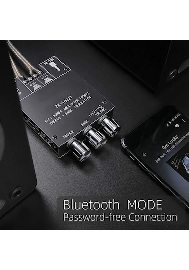 Zk-1002t Tiz Ve Bas Kontrollü Bt Ve Aux Girişli Amfi Kartı