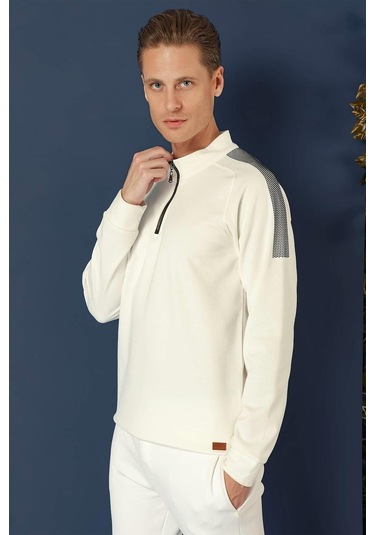 Swt 012 Swea Slim Fit Ekru Spor 47 - Sweatshırt Ekru