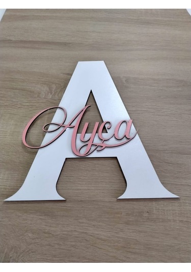 Mrchediyesepeti Bebek-çoçuk Odası Kapı & Duvar Süsü Kişiye Özel A Harfi Beyaz - Pembe