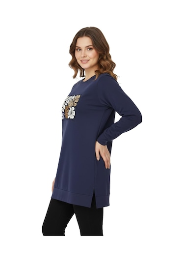Caftan Kadın Sıfıryaka Önü Nakışlı Tunik Bgl-st05085 Antrasit