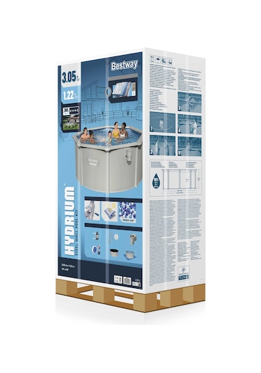 Bestway 56566 Hydrium Çelik Duvarlı Prefabrik Yer Üstü Havuz Seti 3,05m X 1,22 M