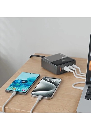 65w Masaüstü 4 Portlu Hızlı Şarj Cihazı İstasyonu 2xusb-a, 2xtype-c Giriş,1,5 Mt. Kablo Belirtilmemiş